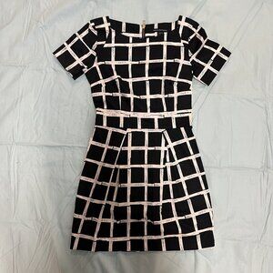 French Connection Black White Check Dress Fitted Size 2